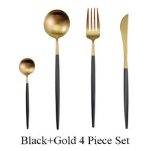 Load image into Gallery viewer, 4Pcs/Set Stainless Steel Flatware Cutlery Set Gold Rainbow Black Dinnerware Tableware Fork Knife Coffee Spoon Drop Shipping