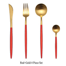 Load image into Gallery viewer, 4Pcs/Set Stainless Steel Flatware Cutlery Set Gold Rainbow Black Dinnerware Tableware Fork Knife Coffee Spoon Drop Shipping