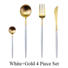 Load image into Gallery viewer, 4Pcs/Set Stainless Steel Flatware Cutlery Set Gold Rainbow Black Dinnerware Tableware Fork Knife Coffee Spoon Drop Shipping