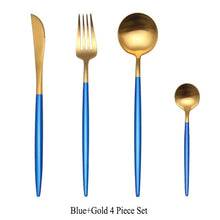 Load image into Gallery viewer, 4Pcs/Set Stainless Steel Flatware Cutlery Set Gold Rainbow Black Dinnerware Tableware Fork Knife Coffee Spoon Drop Shipping