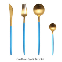 Load image into Gallery viewer, 4Pcs/Set Stainless Steel Flatware Cutlery Set Gold Rainbow Black Dinnerware Tableware Fork Knife Coffee Spoon Drop Shipping