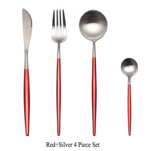 Load image into Gallery viewer, 4Pcs/Set Stainless Steel Flatware Cutlery Set Gold Rainbow Black Dinnerware Tableware Fork Knife Coffee Spoon Drop Shipping