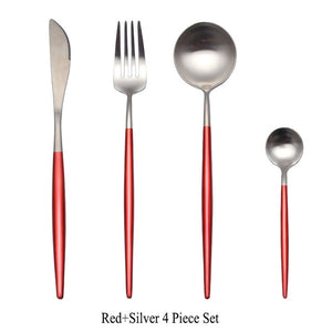 4Pcs/Set Stainless Steel Flatware Cutlery Set Gold Rainbow Black Dinnerware Tableware Fork Knife Coffee Spoon Drop Shipping