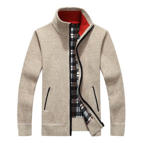 Men's New Fashion Brand Warm Zipper Cardigan Jacket Sweater Slim Long-sleeved Solid Color Regular Turtleneck Sweater For Men