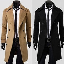 Load image into Gallery viewer, Man Wool Overcoat Long Fund men double breasted Coat lengthened male casual Slim collar Men&#39;s Long trench Coat Free shipping