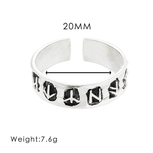 YOBEST PUNK Viking lucky rune European and American style ring for Men and Women fashion Jewelry