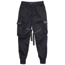 Load image into Gallery viewer, Men Ribbons Color Block Black Pocket Cargo Pants 2019 Harem Joggers Harajuku Sweatpant Hip Hop Trousers Black Street Dance Pant