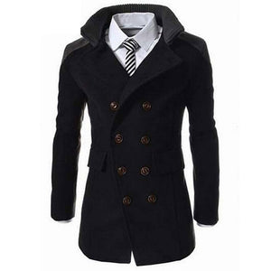 TANGEST Fashion Male Autumn Winter Coat Turn-down Collar Wool Blend Men Overcoat MWN113