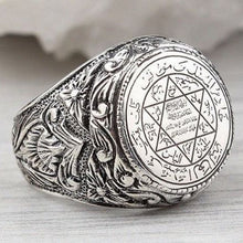 Load image into Gallery viewer, Men&#39;s Hip Hop Antique Silver Carved Arabic Pentagram Star Pattern Knuckle Rings Punk Jewelry Rock Cool Masculine Gifts Z4M396