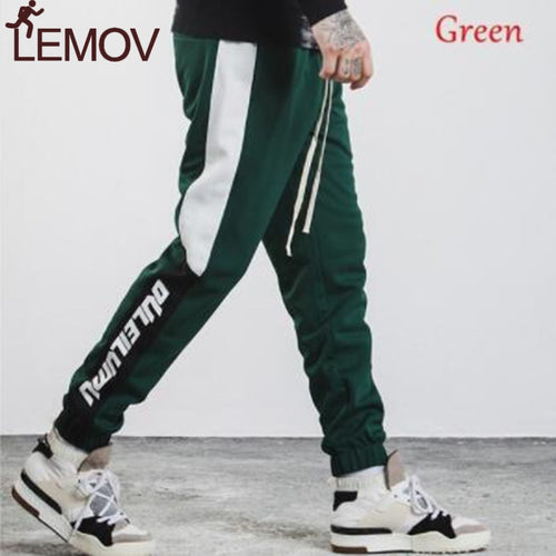 2018 Men Pants Full Length Side Stripe Printed Trousers Mens Joggers Sportswear Fitness Gym Pants Male Vintage Sweatpants LEMOV