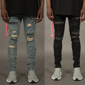 New Skinny Jeans Men Streetwear Hole Destroyed Torn Jeans Homme Hip Hop Broken Male Pencil Jeans Men