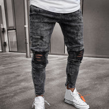 Load image into Gallery viewer, Jeans Men Skinny Stretch Denim Pants Distressed Ripped Freyed Slim Fit Jeans Pencil Pants Trousers Free Ship джинсы Z4