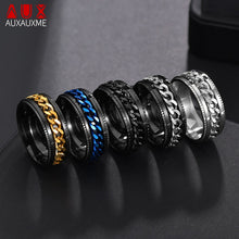 Load image into Gallery viewer, Auxauxme Titanium Stainless Steel Chain Spinner Ring For Men