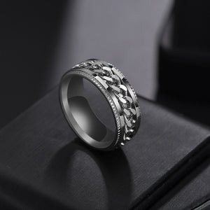 Auxauxme Titanium Stainless Steel Chain Spinner Ring For Men