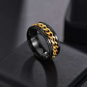 Auxauxme Titanium Stainless Steel Chain Spinner Ring For Men