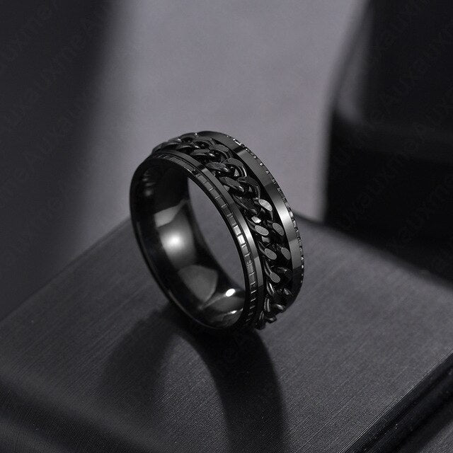 Auxauxme Titanium Stainless Steel Chain Spinner Ring For Men