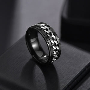 Auxauxme Titanium Stainless Steel Chain Spinner Ring For Men