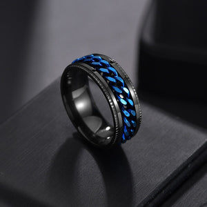 Auxauxme Titanium Stainless Steel Chain Spinner Ring For Men