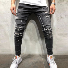 Load image into Gallery viewer, CYSINCOS Streetwear Men&#39;s Ripped Skinny Distressed Destroyed Slim Stretch Biker Jeans Men Pants With Holes Full Length Trousers