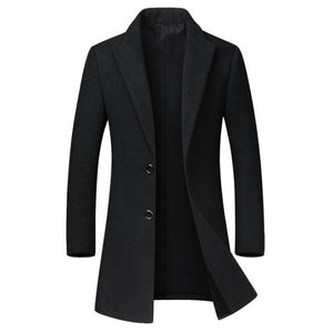 Men's long cotton collar trench coat Slim collar wool coat Warm Jacket Winter New quality Men's Wool Coat Casual Windbreaker