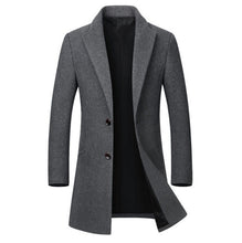 Load image into Gallery viewer, Men&#39;s long cotton collar trench coat Slim collar wool coat Warm Jacket Winter New quality Men&#39;s Wool Coat Casual Windbreaker