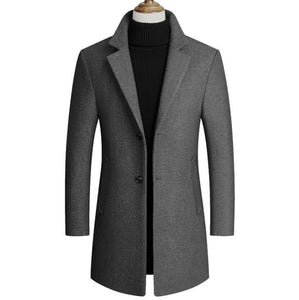 Men's long cotton collar trench coat Slim collar wool coat Warm Jacket Winter New quality Men's Wool Coat Casual Windbreaker