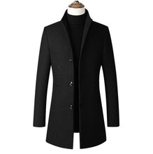 Load image into Gallery viewer, Men&#39;s long cotton collar trench coat Slim collar wool coat Warm Jacket Winter New quality Men&#39;s Wool Coat Casual Windbreaker