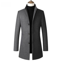 Load image into Gallery viewer, Men&#39;s long cotton collar trench coat Slim collar wool coat Warm Jacket Winter New quality Men&#39;s Wool Coat Casual Windbreaker