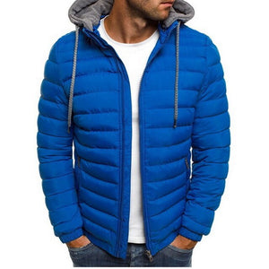 HEFLASHOR Men Lightweight Windproof Warm Packable Casual Jacket Hooded Coat Causal Zipper Parka Clothes Streetwear Men Coat