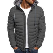 Load image into Gallery viewer, HEFLASHOR Men Lightweight Windproof Warm Packable Casual Jacket Hooded Coat Causal Zipper Parka Clothes Streetwear Men Coat