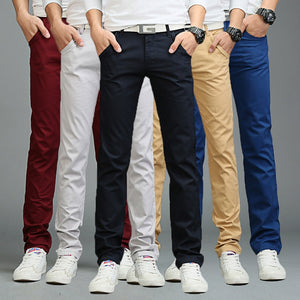 Fashion Men Business Casual Pants Cotton Slim Straight Trousers Spring Summer Long Pants GDD99