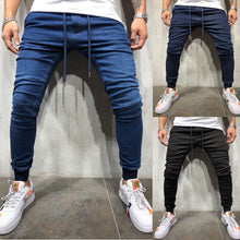 Load image into Gallery viewer, Men Solid Skinny Jeans Pants Fashion Streetwear Jeans Hip Hop Slim Fit Denim Pants Male Stretchy distressed Jeans Plus Size 3XL