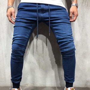 Men Solid Skinny Jeans Pants Fashion Streetwear Jeans Hip Hop Slim Fit Denim Pants Male Stretchy distressed Jeans Plus Size 3XL