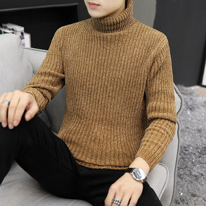 CYSINCOS Turtleneck Sweater Wool Pullover Mens Sweaters Stripe Turtle Neck Male Jumper Casual Thermal High Quality knit Sweter