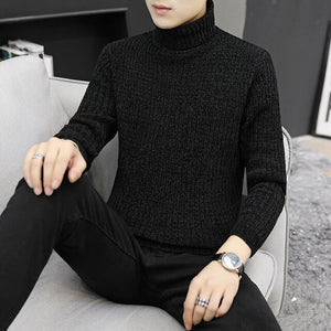 CYSINCOS Turtleneck Sweater Wool Pullover Mens Sweaters Stripe Turtle Neck Male Jumper Casual Thermal High Quality knit Sweter