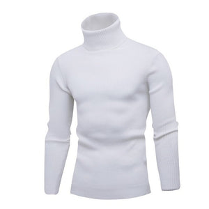 2019 High Quality Warm Turtleneck Sweater Men Fashion Solid Knitted Mens Sweaters Casual Slim Pullover Male Double Collar Tops