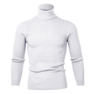 2019 High Quality Warm Turtleneck Sweater Men Fashion Solid Knitted Mens Sweaters Casual Slim Pullover Male Double Collar Tops