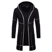 Load image into Gallery viewer, Shujin New Mens Hooded Solid Trench Coat Jacket Cardigan Long Sleeve Outwear Male Autumn Winter Slim Fit Long Coat Tops
