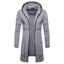 Load image into Gallery viewer, Shujin New Mens Hooded Solid Trench Coat Jacket Cardigan Long Sleeve Outwear Male Autumn Winter Slim Fit Long Coat Tops