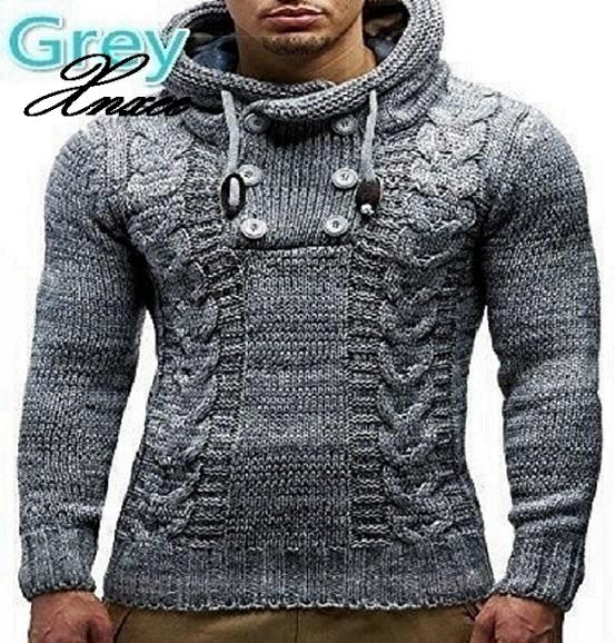 Sweaters Blouse Long Sleeve Hooded Pullovers Sweater Men 2019 Autumn Winter Plus Size Knitwear Pull Homme 3XL