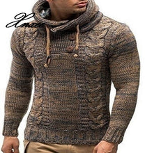 Load image into Gallery viewer, Sweaters Blouse Long Sleeve Hooded Pullovers Sweater Men 2019 Autumn Winter Plus Size Knitwear Pull Homme 3XL