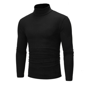 Mens Long Sleeve Cotton High Neck Turtleneck Stretch Slim Basic Tee Tops New Mens Roll Turtle Neck Pullover Knitted Sweater