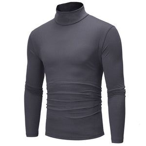 Mens Long Sleeve Cotton High Neck Turtleneck Stretch Slim Basic Tee Tops New Mens Roll Turtle Neck Pullover Knitted Sweater