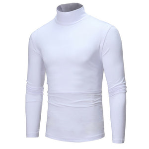 Mens Long Sleeve Cotton High Neck Turtleneck Stretch Slim Basic Tee Tops New Mens Roll Turtle Neck Pullover Knitted Sweater