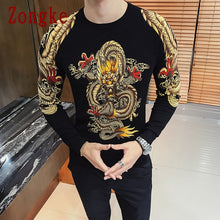 Load image into Gallery viewer, Zongke Chinese Dragon Print Winter Sweater Men Coat Pullover Men Sweater Winter Mens Sweaters For 2019 Autumn Man Clothes XXXL