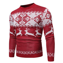 Load image into Gallery viewer, 2019 Autumn Winter Christmas Mens Causal O Neck Sweater Deer Printed Pullover Knitted Jumper Sweaters Slim Fit Male Clothes