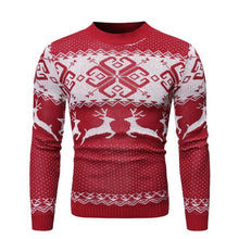 Load image into Gallery viewer, 2019 Autumn Winter Christmas Mens Causal O Neck Sweater Deer Printed Pullover Knitted Jumper Sweaters Slim Fit Male Clothes