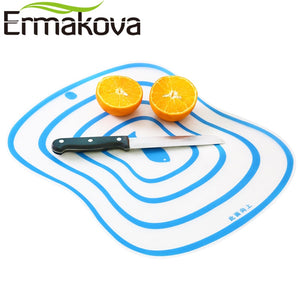 ERMAKOVA Set of 4 Flexible Plastic Chopping Block Mat Colorful Kitchen Cutting Board Nonslip Antimicrobial with Food Icons