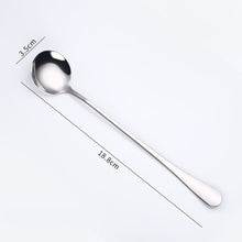 Load image into Gallery viewer, Gold Flatware Stainless Steel Spoon Cutlery Round Head Long Handle Coffee Spoon Flatware Drinking Tools Coffee Fruit Teaspoon