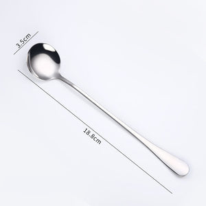 Gold Flatware Stainless Steel Spoon Cutlery Round Head Long Handle Coffee Spoon Flatware Drinking Tools Coffee Fruit Teaspoon